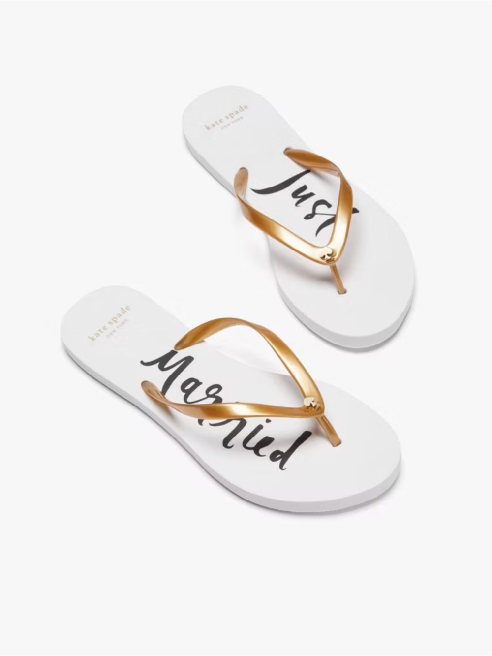 kate spade White Flip Flops with Gold Straps